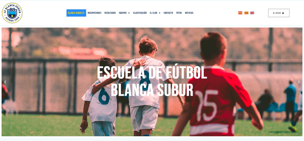 Captura de la página de inicio de Blanca Subur CF