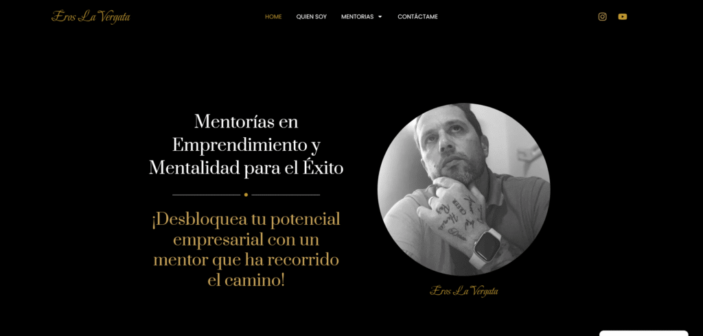 Captura de la página de inicio de Eros Lavergata