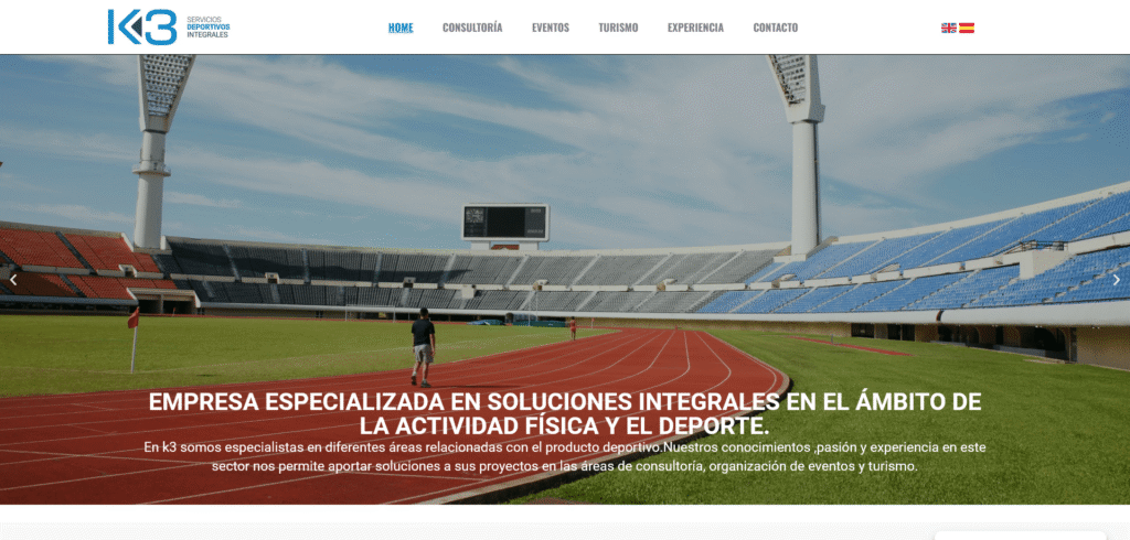 Captura de la página de inicio de K3 Consultoría y Eventos