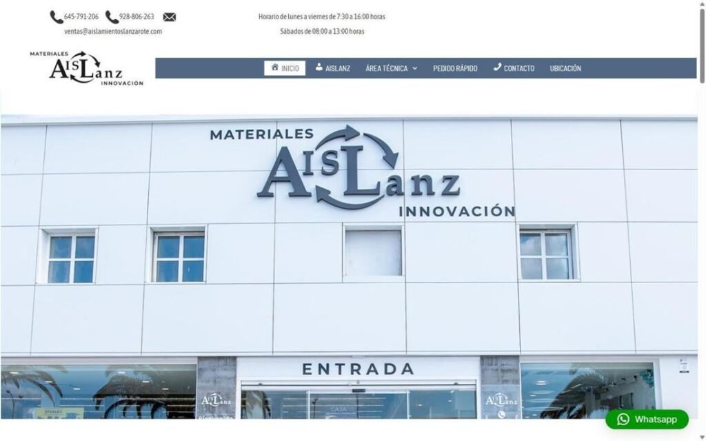 Captura de la página de inicio de Aislanz