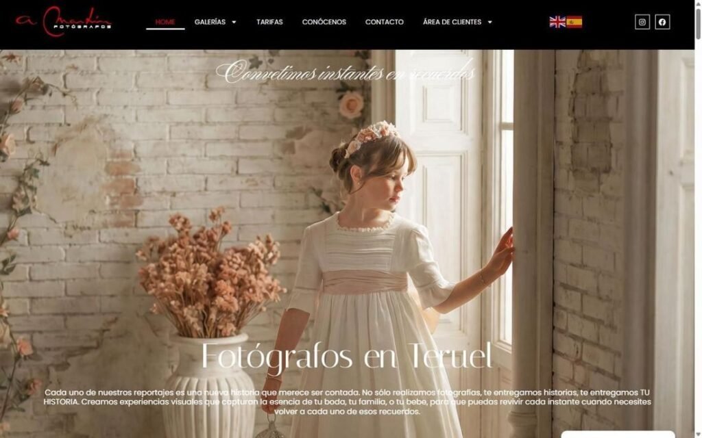 Captura de la página de inicio de A Martín Fotógrafos