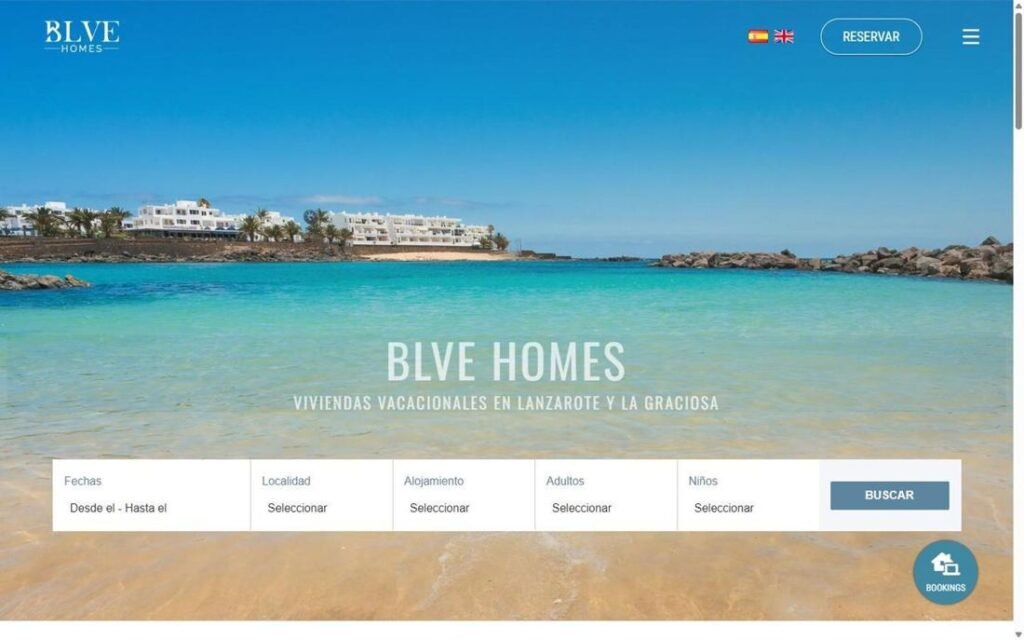Captura de la página de inicio de Blve Homes