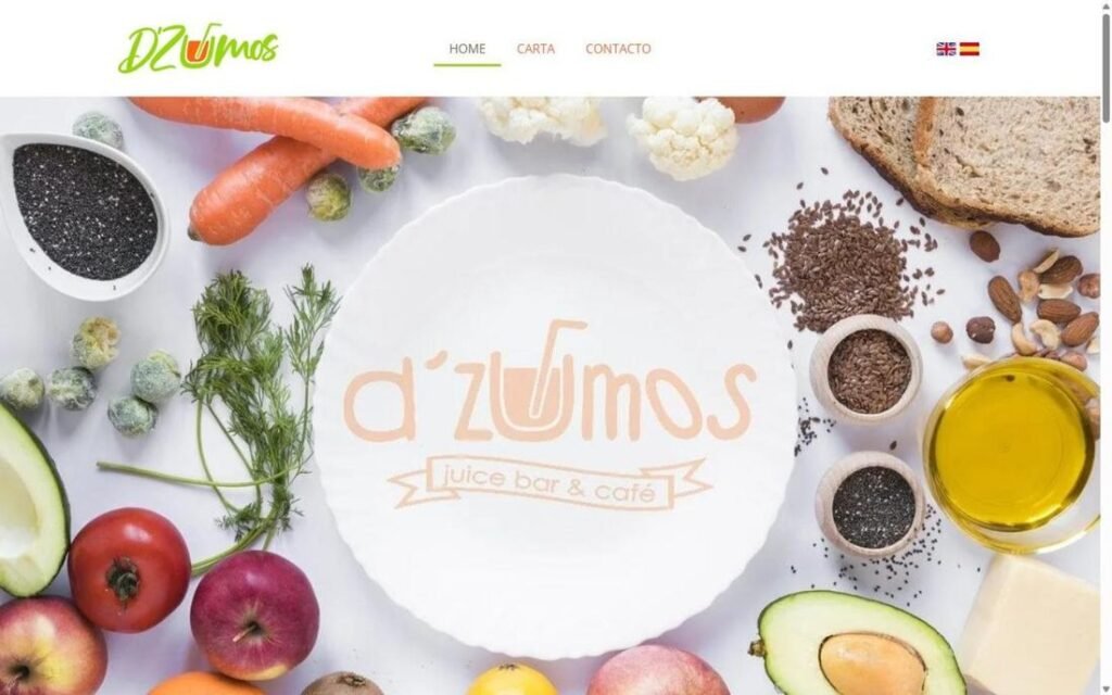 Captura de la página de inicio de Cafetería D’zumos