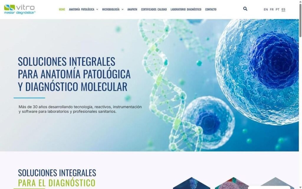 Captura de la página de inicio de Vitro