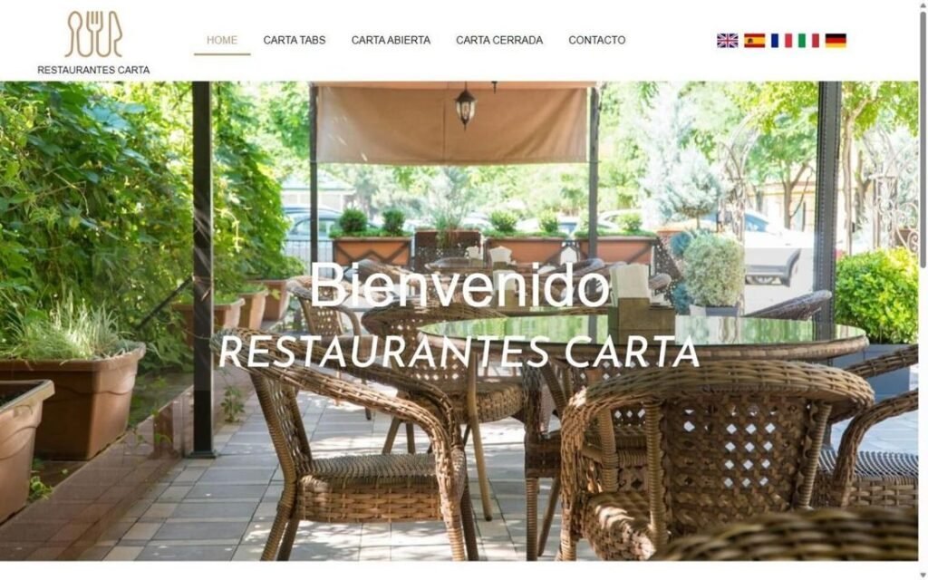 Captura de la página de inicio de Web Restaurantes